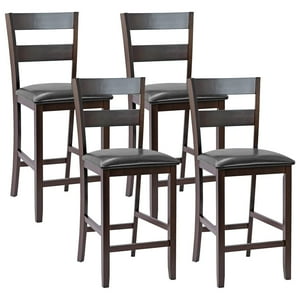 Juego De 4 Taburetes De Bar Costway, Altura De Mostrador De 64 Cm Con Asiento Acolchado
