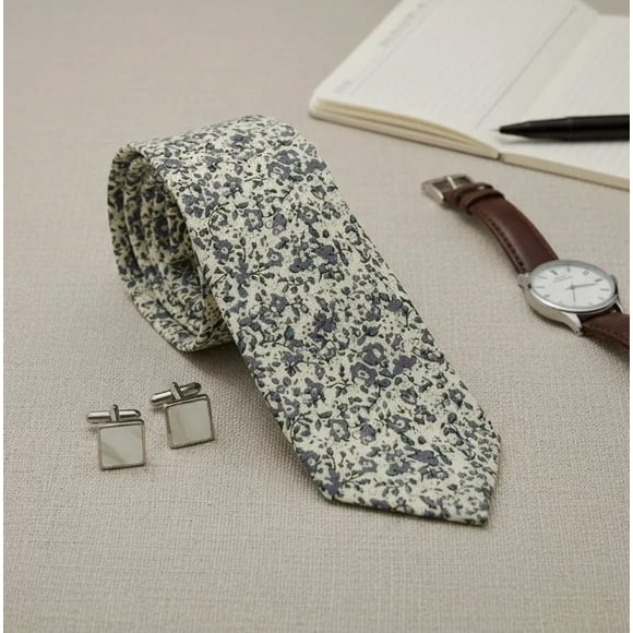 Corbata Blanco Floreado