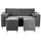 thumbnail image 1 of Sofá Vivo 3 Cuerpos Más 2 Pouf Felpa Gris, 1 of 5
