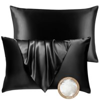 Pillows Bhz, Plumas De Ganso Satinadas Negras, Estándar, Juego De 2