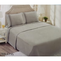 Genérico - Juego De Sábanas Con Broderíe 1.5 Plazas - Gris M8715