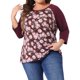 thumbnail image 1 of GRACIA Y GRANDEZA Disfraces de Halloween Blusa Floral para Mujer Tallas Grandes Cuello Redondo Manga 3/4 Raglán Top Casual Campesino 1X Burdeos, 1 of 8
