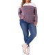 thumbnail image 2 of Agnes Orinda Blusa Casual Suelta de Punto de Manga Larga con Cuello Redondo y Bloque de Color para Mujer de Talla Grande, Talla 3X, Púrpura, 2 of 6