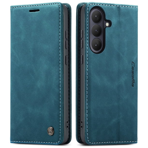 Funda FOXDOCK cartera de cuero retro para FOXDOCK Samsung S26/S26 Plus – Resistente a golpes, ranuras para tarjetas – azul
