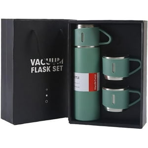 Veat00L - Termo Con Taza Incluida Para Té De Acero Inoxidable, Botella Aislada Al Vacío Con Tapa Incorporada A Prueba De Fugas De 500 Ml Con Tazas, Taza De Café De Viaje Para Bebidas Frías Y Calientes