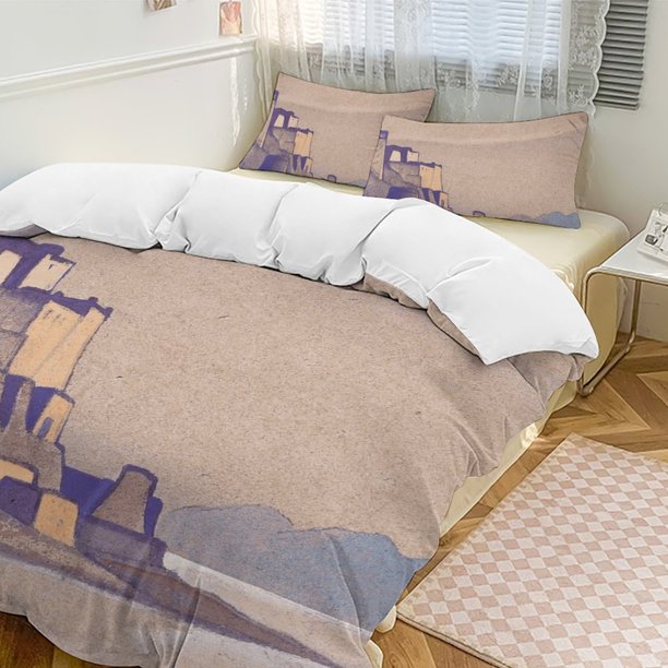 Oil Painting Style 3-Piece Twin Bed Set - Includes 1 Single Comforter And 2 Pillowcases Bedding - Fade Resistant Microfiber - Oil Painting Style