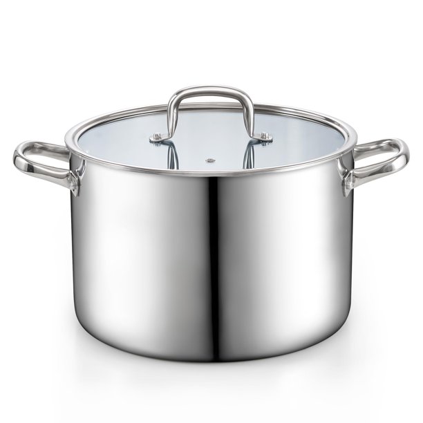Cook N Home Olla de 12 cuartos (≈ 11,3 L) de acero inoxidable de triple capa con tapa