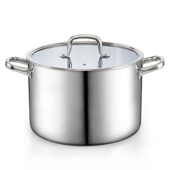 Cook N Home Olla de 12 cuartos (≈ 11,3 L) de acero inoxidable de triple capa con tapa