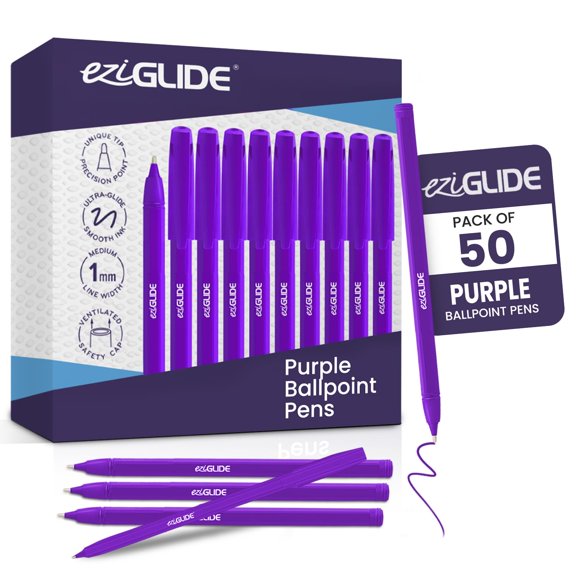 Bolígrafos de punta de bola Eziglide 50 unidades color púrpura 1,0 mm
