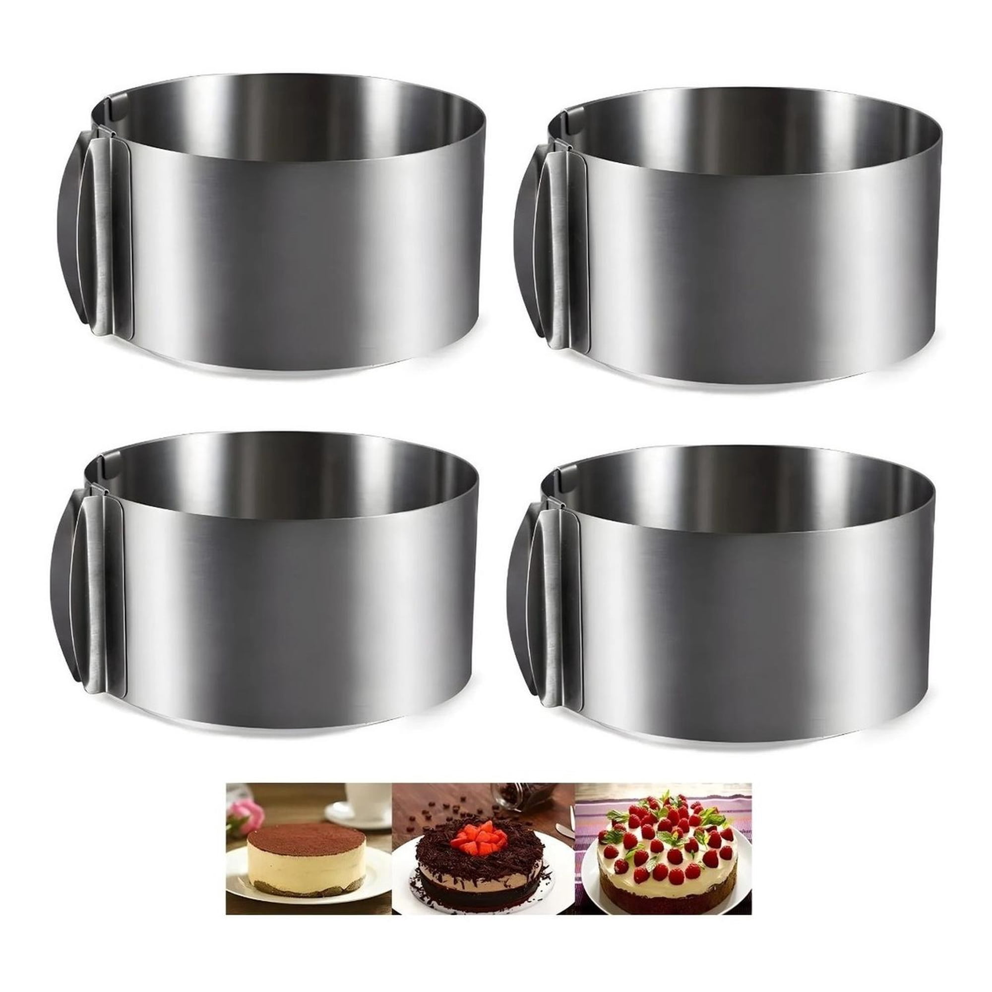 Pasteleriuscl - X4 Molde De Torta Molde Para Torta Anillo Redondo Ajustable Gris