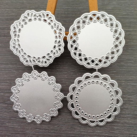 CPEI Troqueles metálicos de encaje con borde floral, 4 piezas para scrapbooking