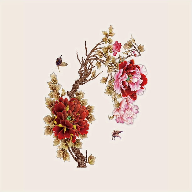 5 sheets Waterproof Peony Flower Temporary Tattoo - Lasting Arm Stickers for Men and Women