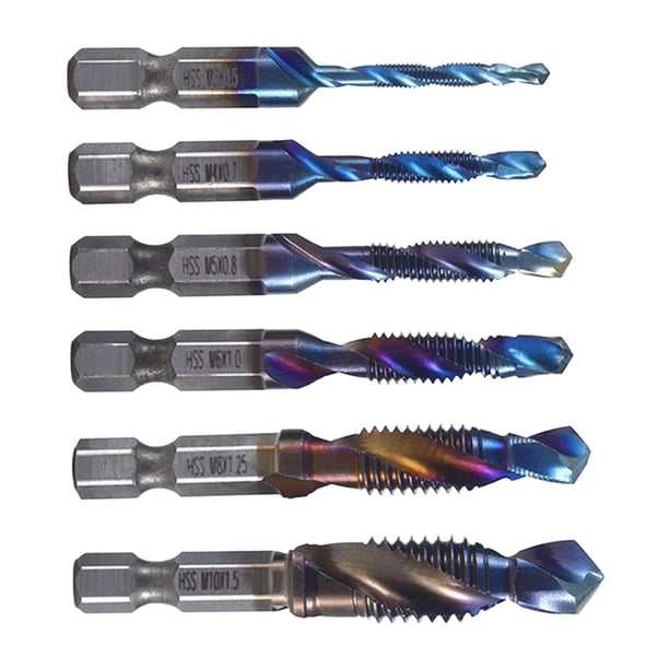 Broca De Combinación De Grifo De Taladro, Broca De Grifo En Espiral HSS Para Perforación Corta, 6 Uds.