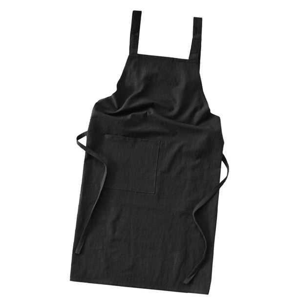 Delantal De Lino Babero Delantal De Chef Delantal Sin Mangas Suave Para Pintar Artista De Cocina Negro