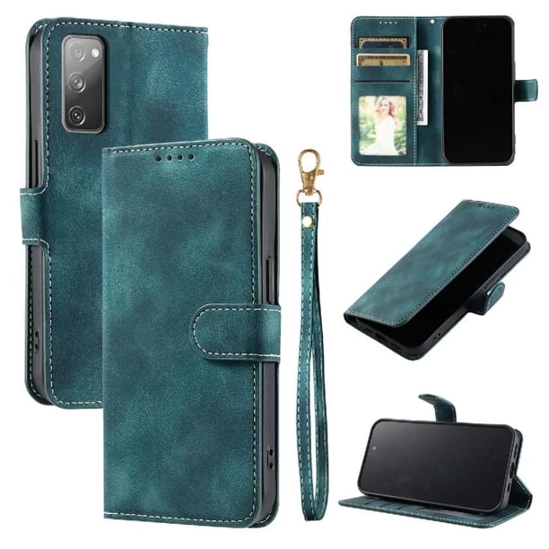 Funda Cartera para Samsung Galaxy S20 FE Tapa con Ranuras, Soporte y Correa Verde