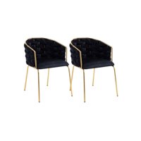 Habita2 Chile - Pack 2 Sitiales Arthur Terciopelo Gold - Negro