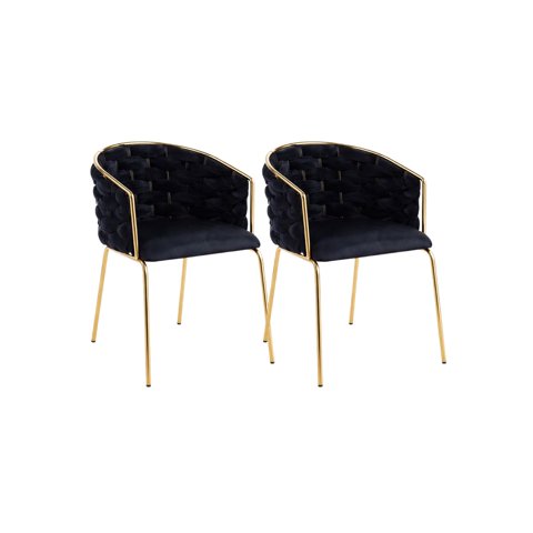 Habita2 Chile - Pack 2 Sitiales Arthur Terciopelo Gold - Negro