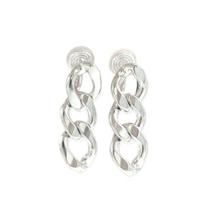 Elbauldejuma - Aros Cadena Eslabones Plateados Earcuff Sin Perforacion
