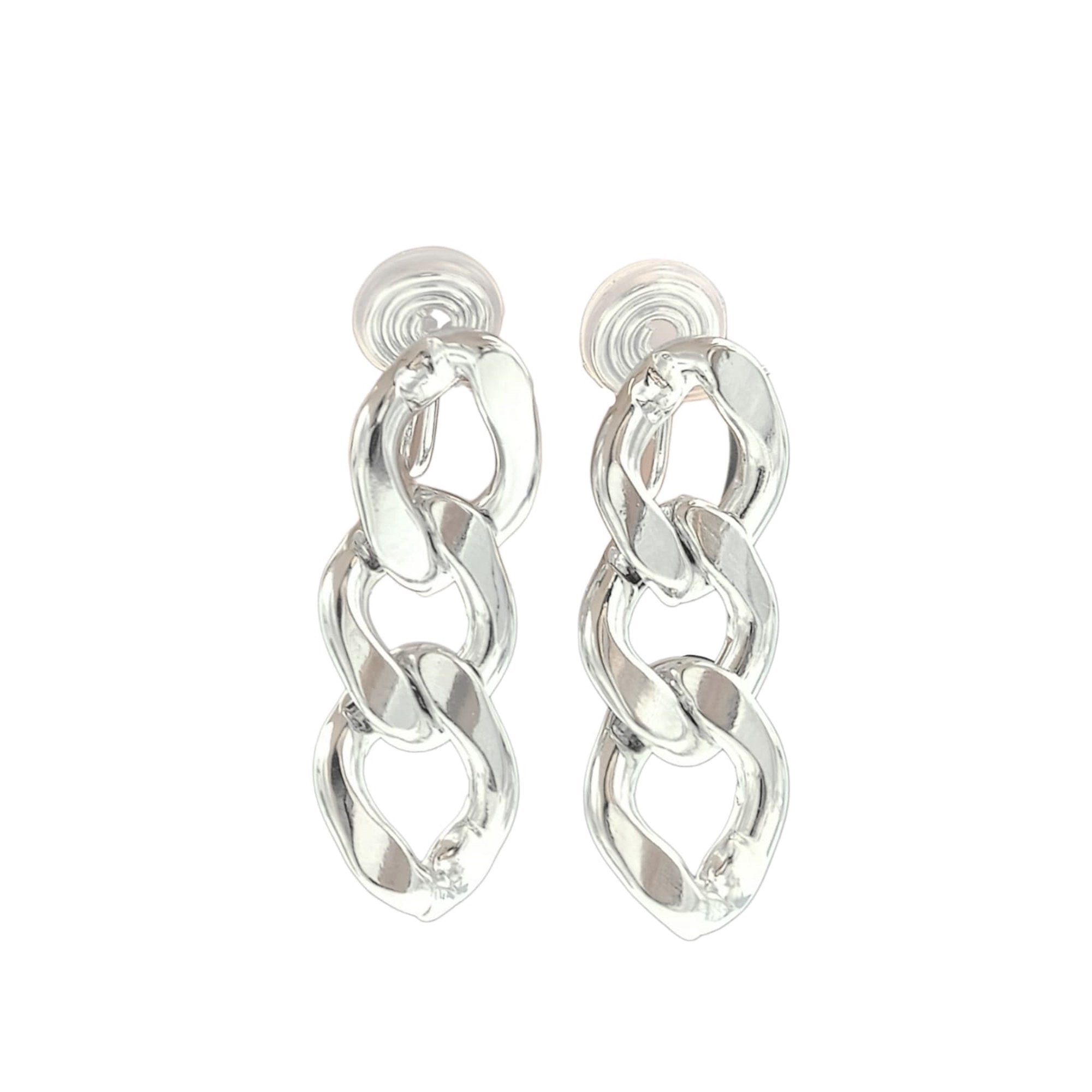 Elbauldejuma - Aros Cadena Eslabones Plateados Earcuff Sin Perforacion