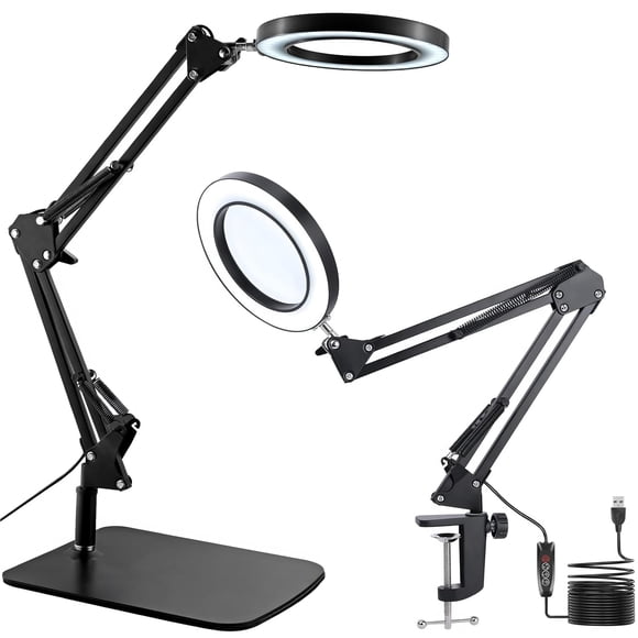 Lupa 15X con luz, soporte para lámpara de mesa