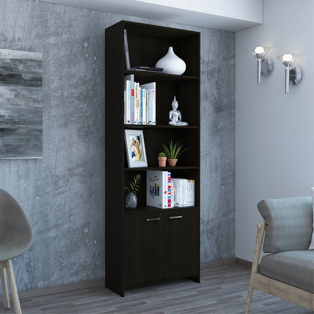 Biblioteca Lisa 180x63x26 Cm 2 Con Puertas Wengue