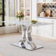 thumbnail image 3 of Transformable Heavy-Duty Stainless Steel Base in Silver 63" x 35" Dining Table Luxury Pandora White Pattern Tempered Glass Rock Top for Kitchen Dining Room, 3 of 3