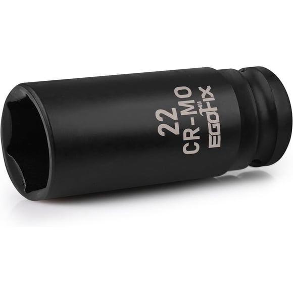 Dado de impacto profundo métrico de 22 mm, encastre de 1/2 pulgada, 6 puntas