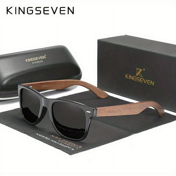 Handmade Wooden Sunglasses by KINGSEVEN - UV400 Protection, Polarized Lenses, Retro Design - Perfect for Men & Women!