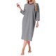 thumbnail image 4 of INSPIRE CHIC Camisón de Manga Larga de Algodón para Mujer Vestido de Dormir Midi a Rayas con Soporte de Sujetador Incorporado S Gris, 4 of 6