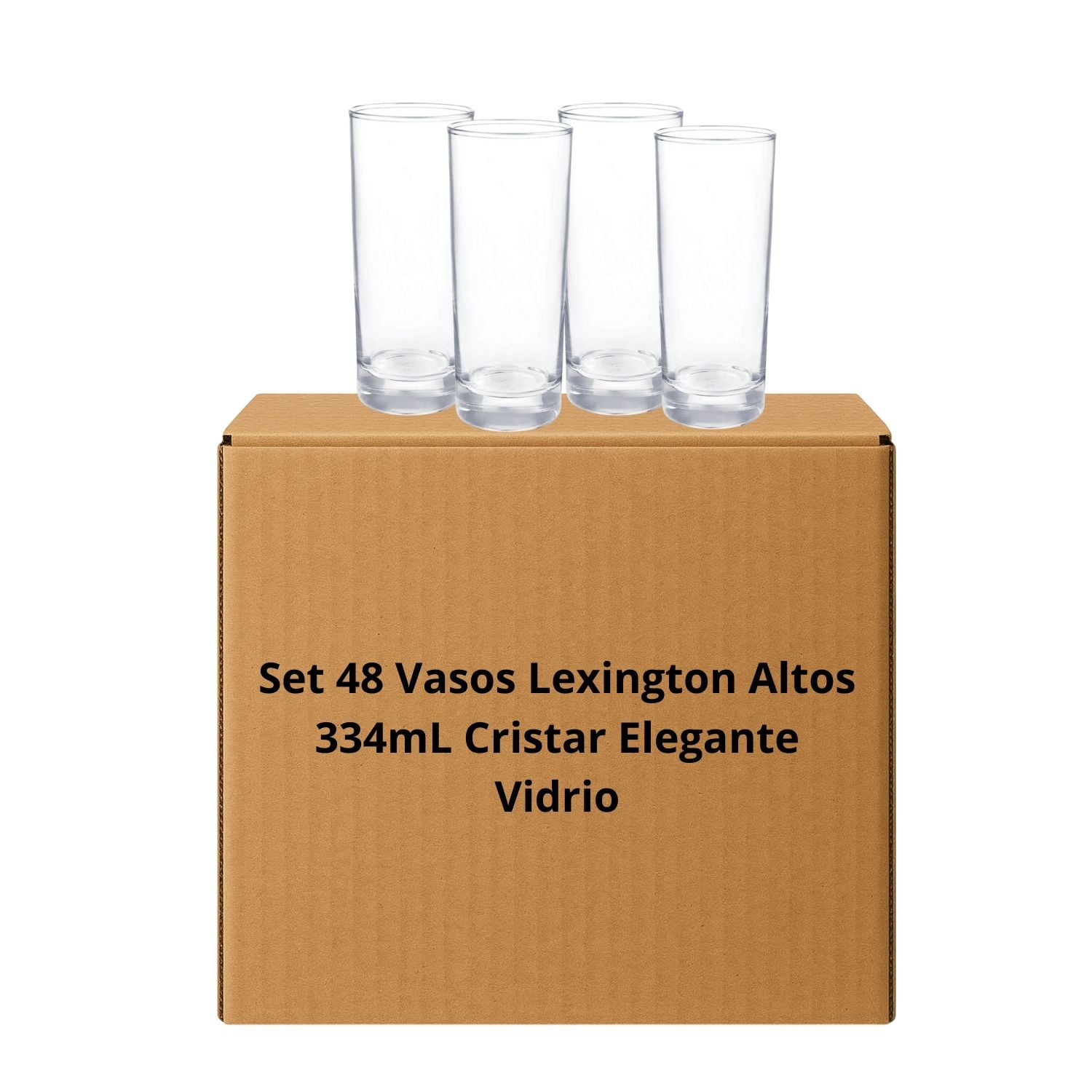 Set 48 Vasos Lexington Altos 334ml Cristar Elegante Vidrio