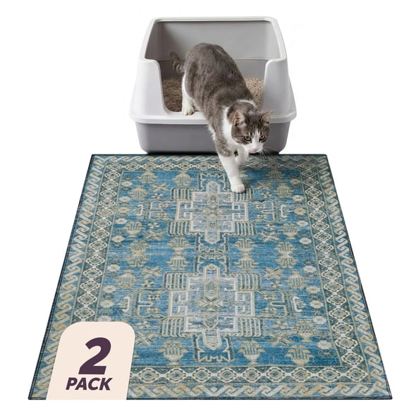 Alfombra para caja de arena Lovewag Pets 91 × 122 cm, pack de 2, color Blue Mesa