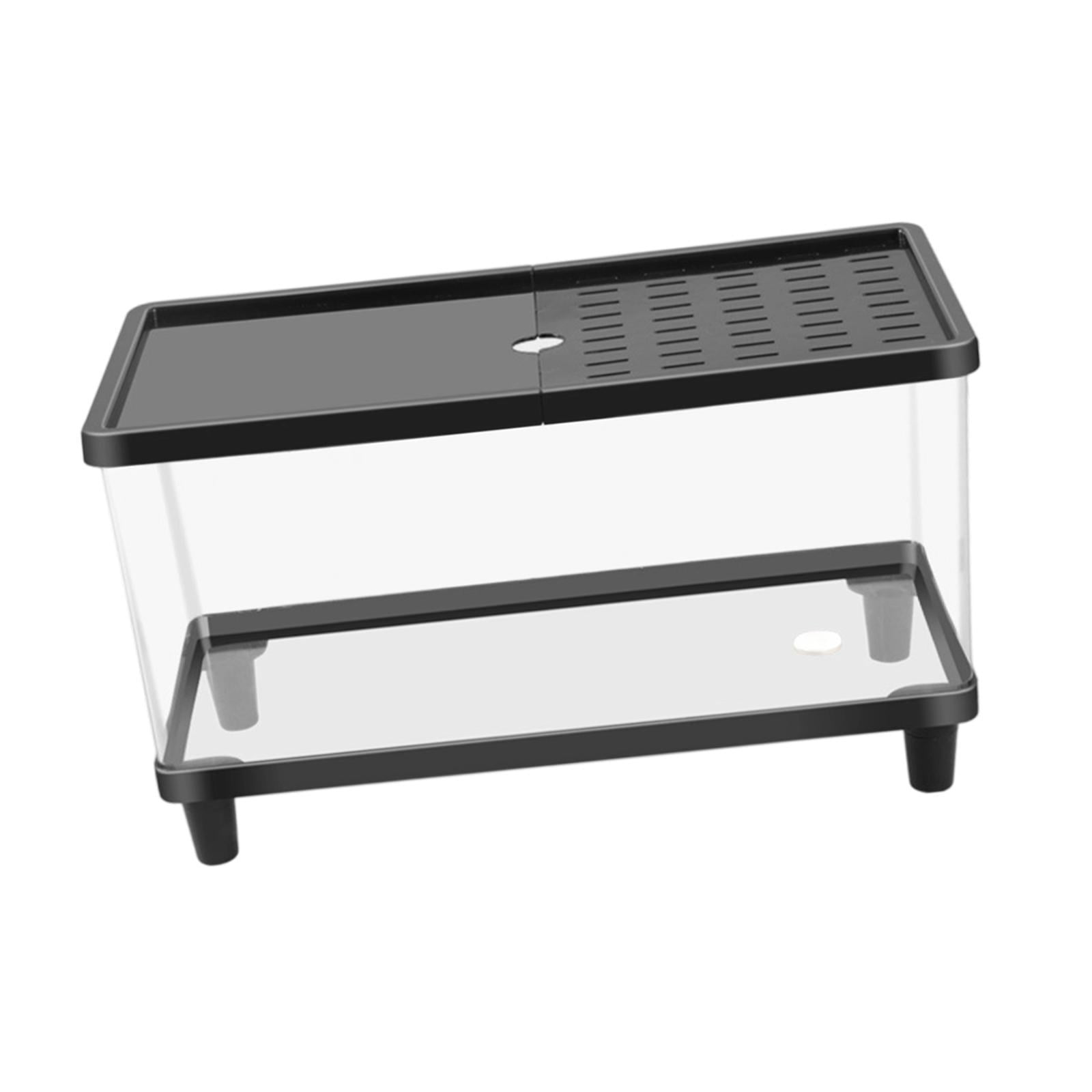 Mini Terrario Para Reptiles, Caja De Cría, Tanque Para Lagartijas, Tortugas, Peces Y Ranas, 30 X 19,5 X 21 Cm, Color Negro