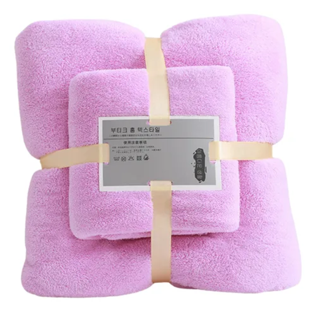 Genérico - Set 2 Toallas De Baño Absorbentes Microfibra 140X70 + 75X35 Cm