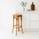 thumbnail image 2 of Banco de Diseño Retro en Madera con Asiento Trenzado, 2 of 7
