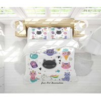 Milsleep - 3D Cartoon Animal Cat Pattern Quilt Cover Set Ropa De Cama Set Funda Nórdica