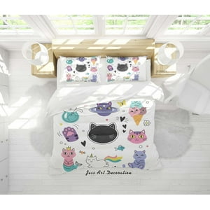 Milsleep - 3D Cartoon Animal Cat Pattern Quilt Cover Set Ropa De Cama Set Funda Nórdica