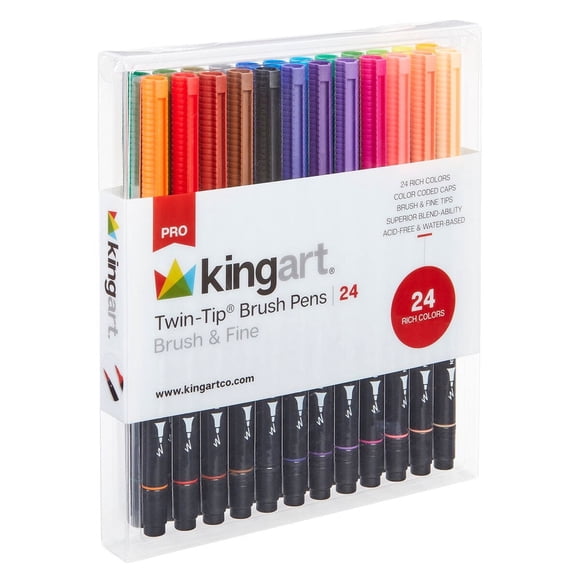 Marcadores KINGART Pro de 24 colores con punta fina y pincel