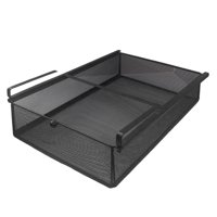 Magideal - Cesta Extraíble Para Cajón Colgante, Organizador Para Cajón De Calcetines, Cesta De Alambre De Hierro Multifuncional, Para Deslizar Debajo Del Estante L Negro