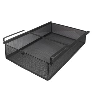 Magideal - Cesta Extraíble Para Cajón Colgante, Organizador Para Cajón De Calcetines, Cesta De Alambre De Hierro Multifuncional, Para Deslizar Debajo Del Estante L Negro