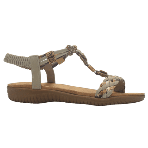 Sandalia De Mujer De Color Taupe Casual Chalada Clara-11