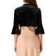 thumbnail image 3 of INSPIRE CHIC Cárdigan de Mujer Terciopelo Bolero Manga 3/4 Frente Abierto Volantes Cárdigan Recortado XL Negro, 3 of 5