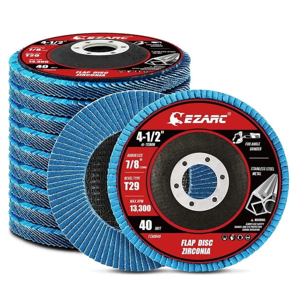 EZARC Discos de láminas de zirconia, grano 40, 4 1/2 x 7/8 pulgadas, tipo 29