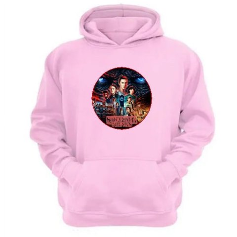 Genérico - Polerón Canguro Stranger Things Rosa Talla L Unisex