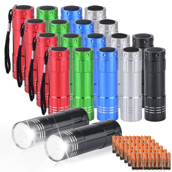 Linterna yikosam 20 unidades con 9 LED y 60 pilas AAA
