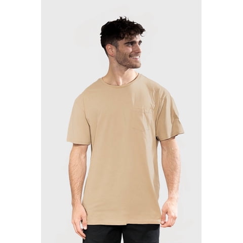 Polera Orgánica Con Bolsillo Café Claro Hombre Falcone