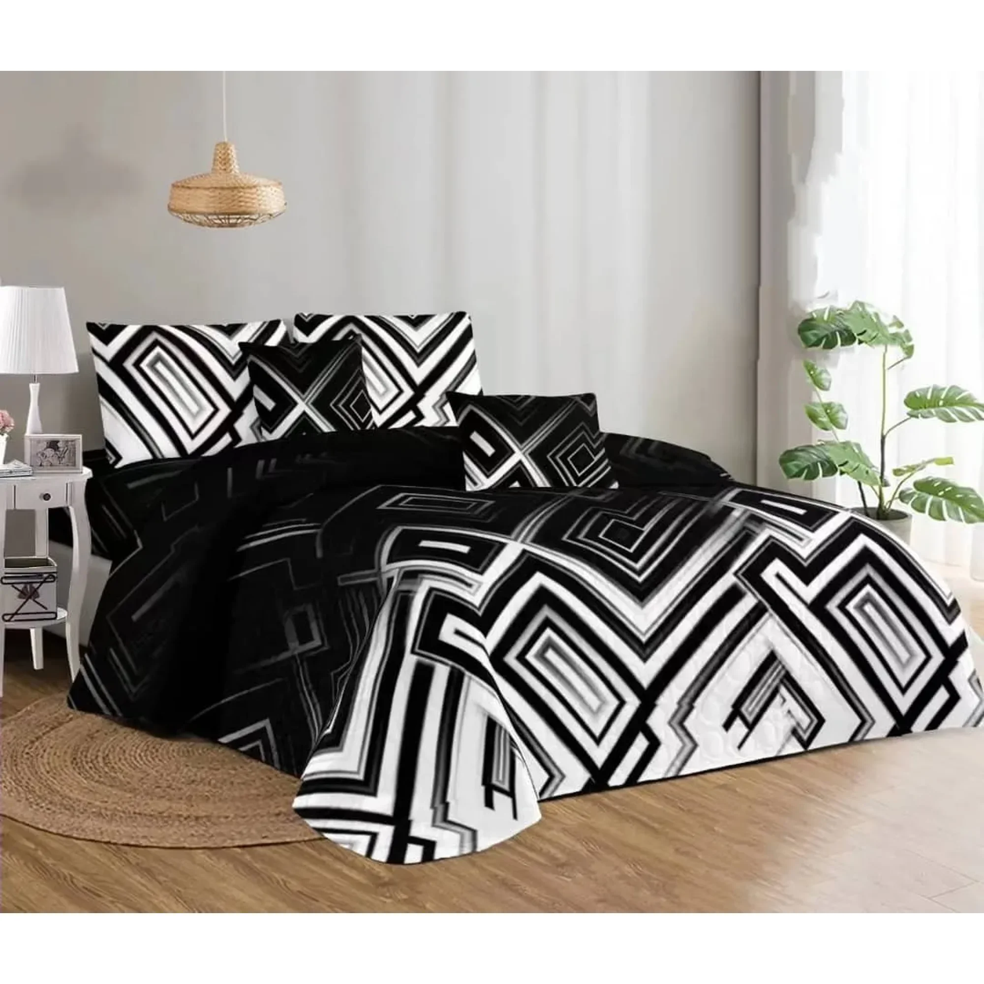 Casadeliacl - Cubrecama King Grande Quilt Verano Moderno Elegante Tf Negro Tf Cc408