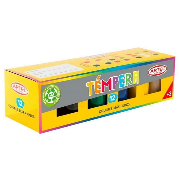 Pack de 3 cajas de tempera 12 colores