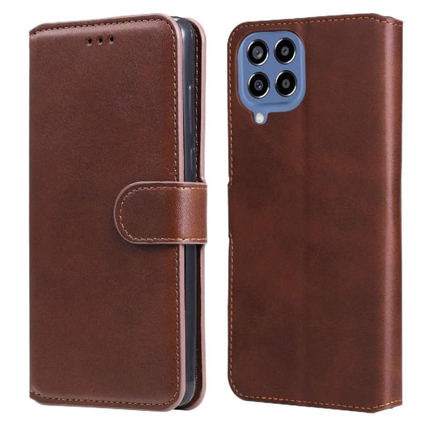 Funda Billetera para Samsung Galaxy M33 5G con Porta Tarjetas y Soporte Ajustable Marrón