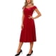 thumbnail image 4 of INSPIRE CHIC Vestido de Terciopelo para Mujer Fuera del Hombro Vintage Cóctel de Noche Vestidos Línea A S Rojo, 4 of 5