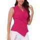 thumbnail image 1 of INSPIRE CHIC Blusa asimétrica sin mangas con cuello en V cruzado y solapa para mujer, informal y elegante, L Rosa intenso, 1 of 6